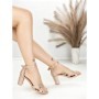 Sandale Dama cu Toc Gros BE-6055 CHAMPAGNE | BEUE SHOES