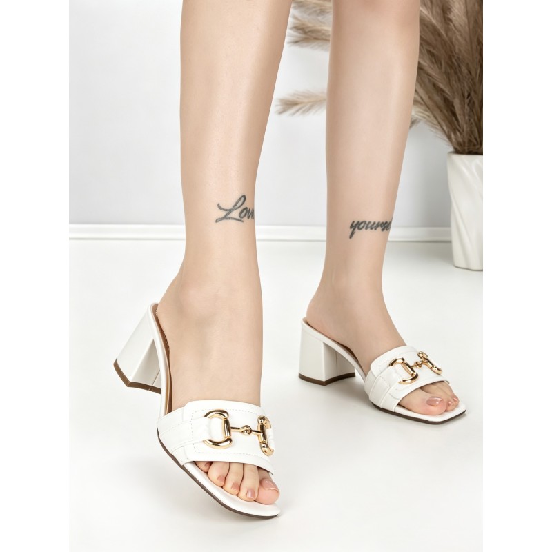 Papuci Dama cu Toc BE-9041 WHITE | BEUE SHOES