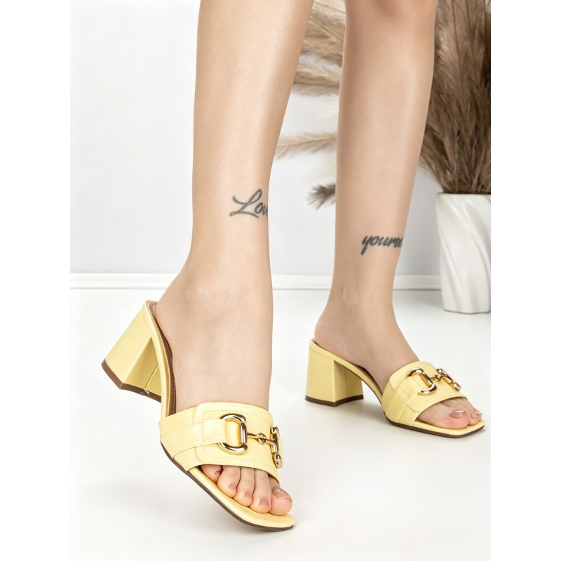 Papuci Dama cu Toc BE-9041 YELLOW | BEUE SHOES