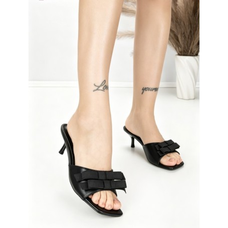 Papuci Dama cu Toc Subtire BE-651 BLACK | BEUE SHOES