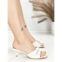 Papuci Dama cu Toc Subtire BE-651 WHITE | BEUE SHOES