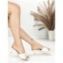 Papuci Dama cu Toc Subtire BE-651 WHITE | BEUE SHOES