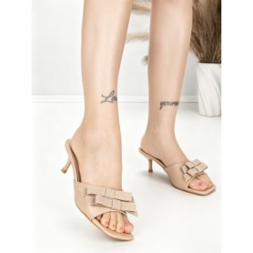 Papuci Dama cu Toc Subtire BE-651 KHAKI | BEUE SHOES