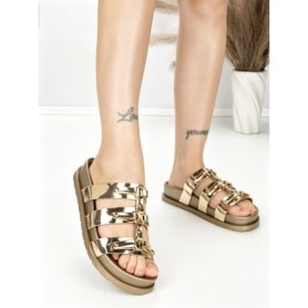 Papuci Dama cu Talpa Joasa BE-106 GOLD | BEUE SHOES