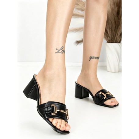 Papuci Dama cu Toc K-8080 BLACK | BEUE SHOES