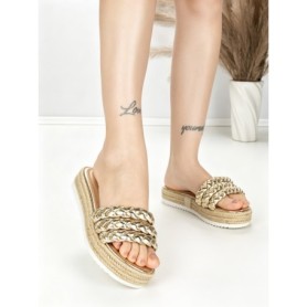 Papuci Dama cu Talpa Joasa BE-6073 GOLD | BEUE SHOES