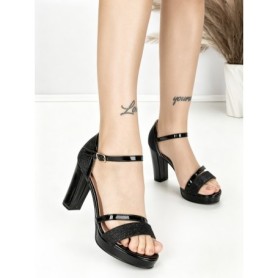 Sandale Dama cu Toc Gros si Platforma 2D3L9915-49 BLACK | BEUE SHOES