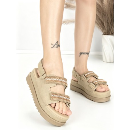 Sandale Dama cu Platforma PL367 KHAKI | GIVANA