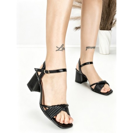 Sandale Dama cu Toc Gros BE-9019 BLACK | BEUE SHOES