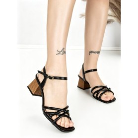 Sandale Dama cu Toc Gros BE-6005 BLACK | BEUE SHOES