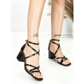 Sandale Dama cu Toc Gros BE-6015 BLACK | BEUE SHOES
