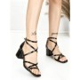 Sandale Dama cu Toc Gros BE-6015 BLACK | BEUE SHOES