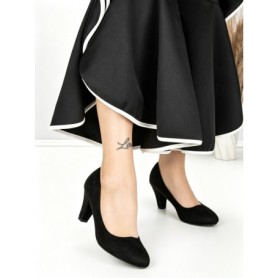 Pantofi cu Toc Gros J-89 BLACK | CHERIE