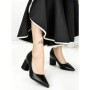 Pantofi cu Toc Gros J-221 BLACK | CHERIE