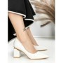 Pantofi cu Toc Gros J-221 WHITE | CHERIE