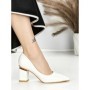 Pantofi cu Toc Gros J-221 WHITE | CHERIE