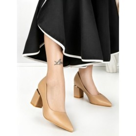 Pantofi cu Toc Gros J-221 APRICOT | CHERIE