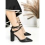 Pantofi cu Toc Gros 7063 BLACK | BEUE SHOES