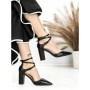 Pantofi cu Toc Gros 7063 BLACK | BEUE SHOES