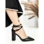 Pantofi cu Toc Gros 7063 BLACK | BEUE SHOES