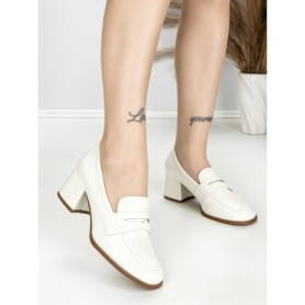Pantofi cu Toc Gros L72168E WHITE | ABLOOM