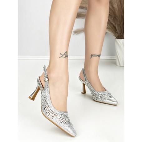 Pantofi Stiletto A7636-5 SILVER | ABLOOM