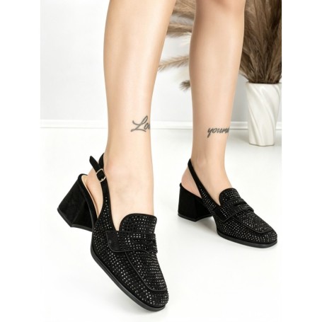 Pantofi cu Toc Gros L8576G BLACK | ABLOOM