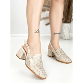 Pantofi cu Toc Gros L8576G BEIGE | ABLOOM