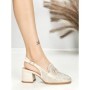 Pantofi cu Toc Gros L8576G BEIGE | ABLOOM