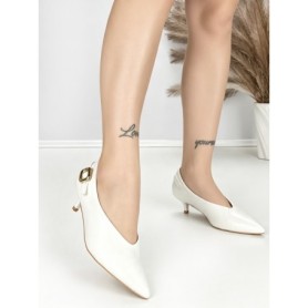 Pantofi cu Toc mic L6-71-2 WHITE | ABLOOM