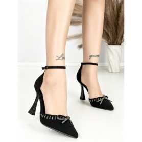 Sandale Dama cu Toc Subtire 6DC8 BLACK-GUNCOLOR | MEI