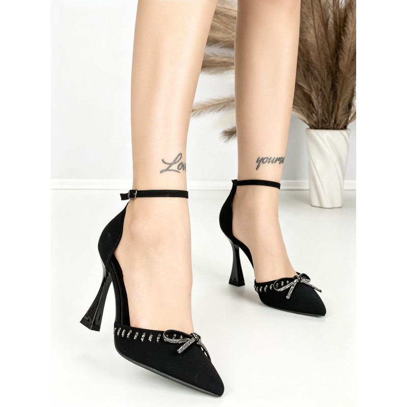 Sandale Dama cu Toc Subtire 6DC8 BLACK-GUNCOLOR | MEI