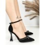 Sandale Dama cu Toc Subtire 6DC8 BLACK-GUNCOLOR | MEI