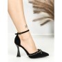Sandale Dama cu Toc Subtire 6DC8 BLACK-GUNCOLOR | MEI
