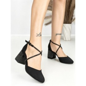 Sandale Dama cu Toc Gros 6XKK19 ALL BLACK | MEI