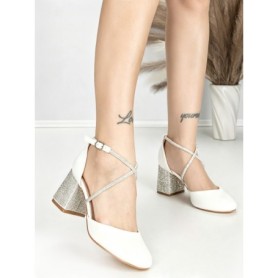 Sandale Dama cu Toc Gros 6XKK19 WHITE | MEI