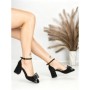 Sandale Dama cu Toc Gros 6XKK18 BLACK-GUNCOLOR | MEI