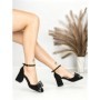 Sandale Dama cu Toc Gros 6XKK18 BLACK-GUNCOLOR | MEI