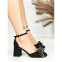 Sandale Dama cu Toc Gros 6XKK18 BLACK-GUNCOLOR | MEI