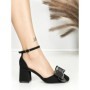 Sandale Dama cu Toc Gros 6XKK18 BLACK-GUNCOLOR | MEI