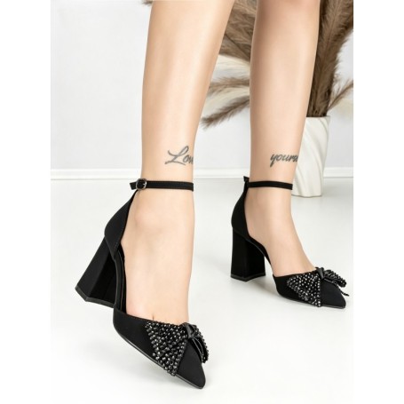 Sandale Dama cu Toc Gros 6XKK21 ALL BLACK | MEI