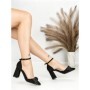 Sandale Dama cu Toc Gros 6XKK21 ALL BLACK | MEI