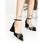 Sandale Dama cu Toc Gros 6XKK21 BLACK-GUNCOLOR | MEI