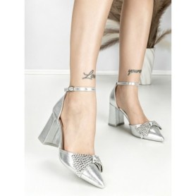 Sandale Dama cu Toc Gros 6XKK21 SILVER | MEI