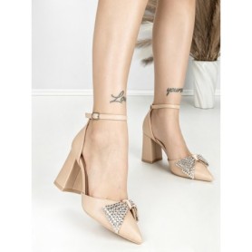 Sandale Dama cu Toc Gros 6XKK21 BEIGE | MEI