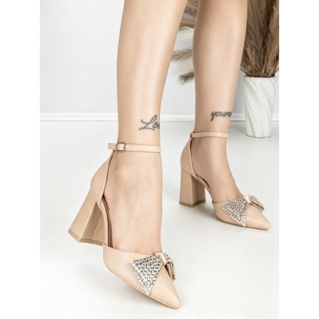 Sandale Dama cu Toc Gros 6XKK21 BEIGE | MEI