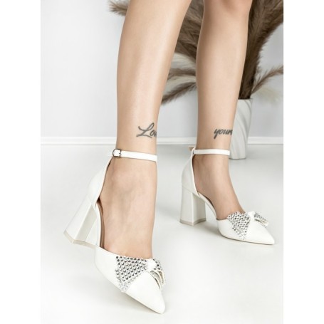 Sandale Dama cu Toc Gros 6XKK21 WHITE | MEI