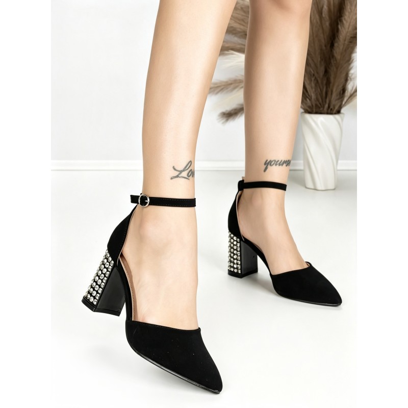 Sandale Dama cu Toc Gros 6YXD12 BLACK | MEI