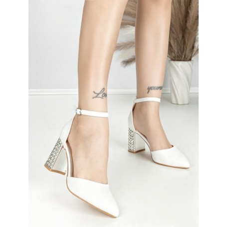Sandale Dama cu Toc Gros 6YXD12 WHITE | MEI