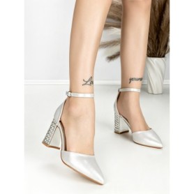 Sandale Dama cu Toc Gros 6YXD12 SILVER | MEI